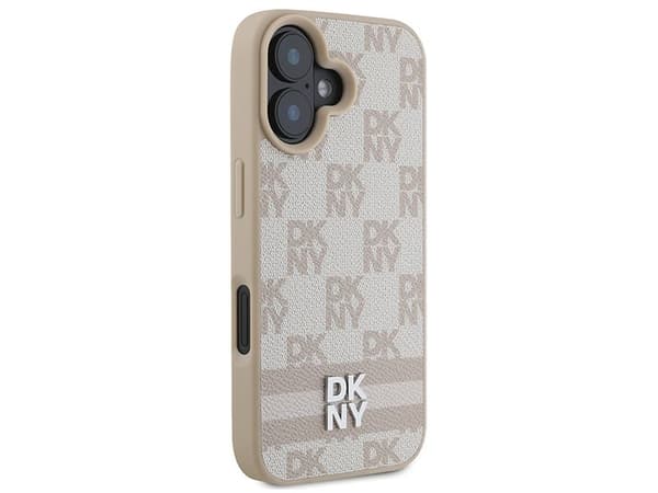 DKNY DKHCP16SPCPTSSP iPhone 16 6,1" rosa pink hardcase rutemønster & trykte striper