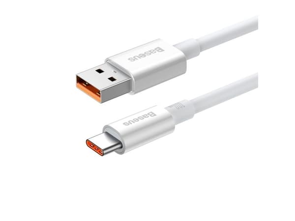 Baseus Superior Series 100W USB-A til USB-C-kabel 2 m - hvit