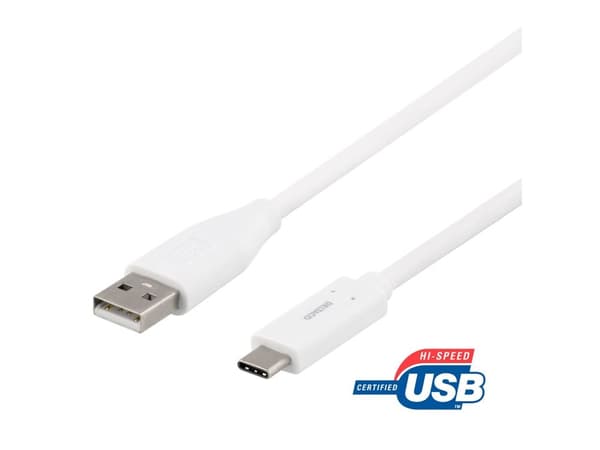DELTACO USBC-1011M - USB-kabel - USB-C (hann) til USB (hann) - 2 m - hvit