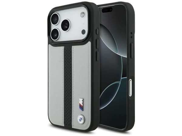 Deklas BMW M Perforated Stripe Logo MagSafe Apple iPhone 17 Pro pilka
