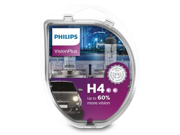 Philips Visionplus H4 55W 12V + 60% - set