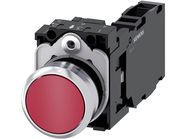 Tryckknapp 22mm rund med hög röd knapp 1NO