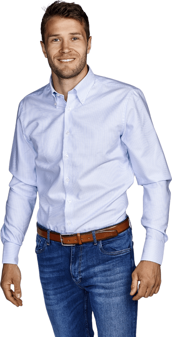BUTTON DOWN SLIM - OXFORT STRIBE - BLUE