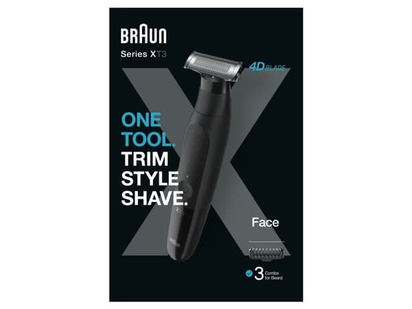 Braun XT3100, Vaskbar, Batteri, Svart