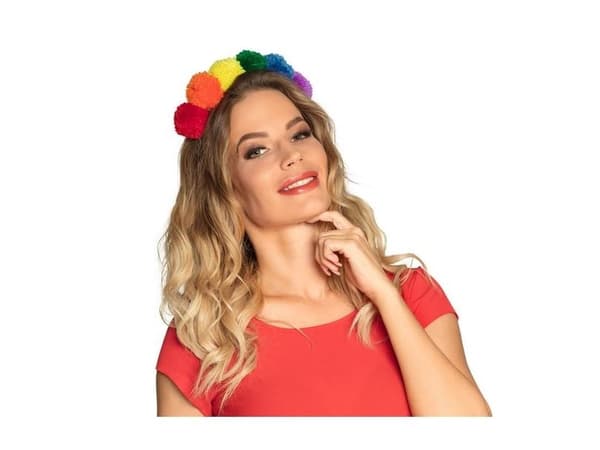 Regnbue pom pom hårbøjle