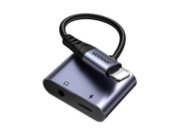 Joyroom SY-L01 Lightning til Lightning / 3,5 mm mini jack DAC-adapter 2-i-1 - sort