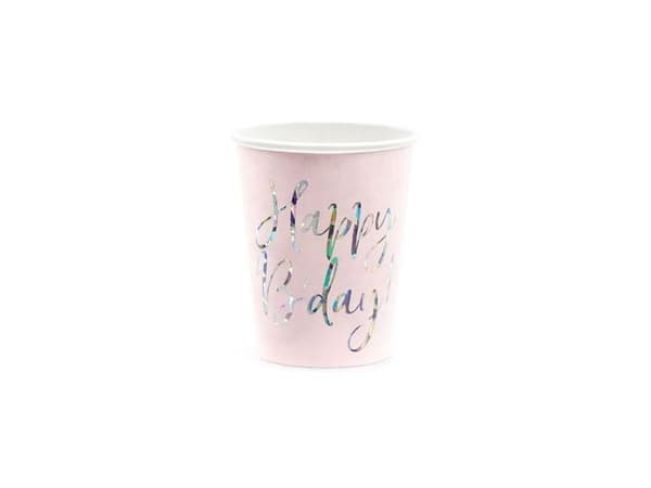 Lyserøde papkrus Happy B' day