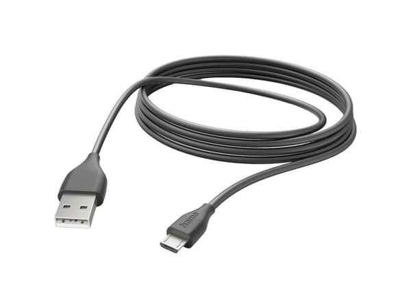 Hama 00201588, 3 m, USB A, Micro-USB B, USB 2.0, 480 Mbit/s, Sort