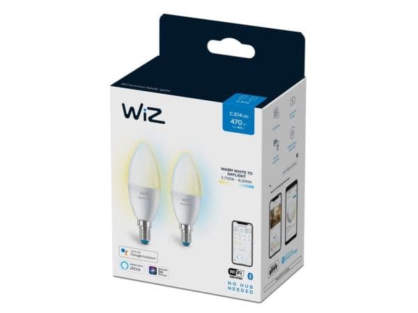 WiZ LED Kerte Tunable White 4,9W (40W) E14 927-965 Himmennettävä 2-pack 2-pack