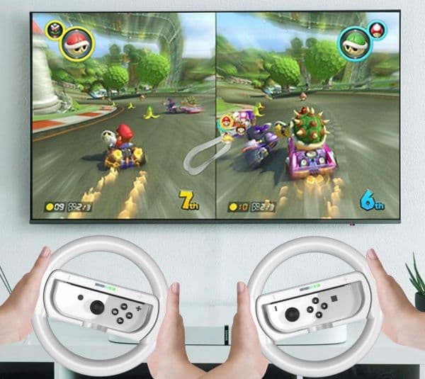 JYS 2x Handlebar + 2in1 Holder for Nintendo Switch OLED and Nintendo Switch/White