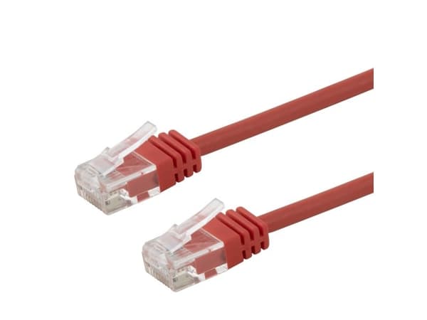 U/UTP Cat6 AWG28 patch cable, 3,0m, red, LSZH