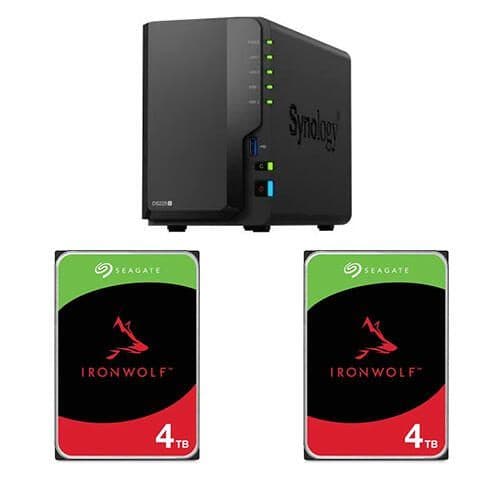 Synology DiskStation DS225+ filserver 8TB (2x4TB) + Seagate Ironwolf® NAS-hårddisk