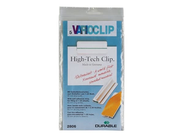 Pappersklämma Durable VARIOCLIP® vit - (5 st.)