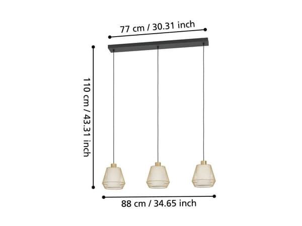 EGLO CIUDADELA LANGBORD 3L E27 sort/bm