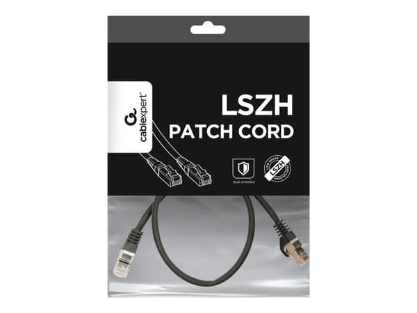 Cablexpert - Patchkabel - RJ-45 (han) til RJ-45 (han) - 50 cm - SFTP - CAT 6a - halogenfri, formet - sortti