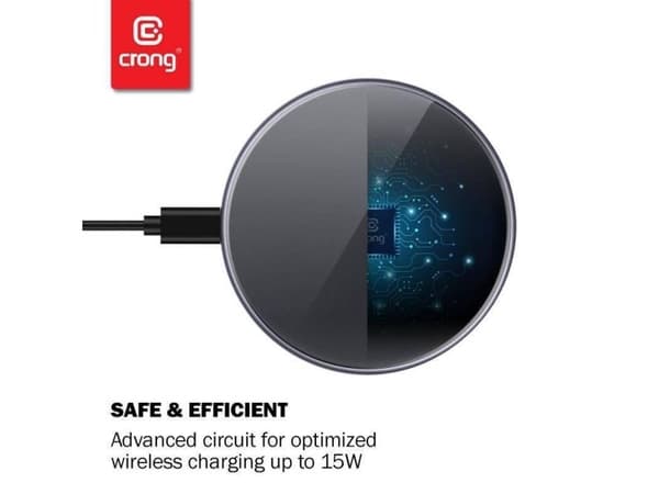 Crong PowerSpot, inomhus, USB, Trådlös laddning, Vit