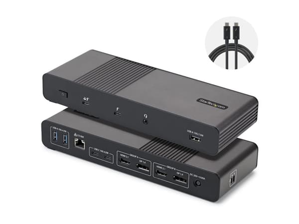 StarTech.com 206UE-TB5USB4DOCK, Johdollinen, Thunderbolt 5, 140 W, 3,5 mm, 10, 100, 1000, 2500 Mbit/s, musta, harmaa