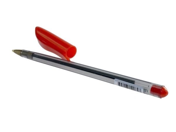 Kuglepen Generic 1.0 mm rød med hætte - (50 stk.)