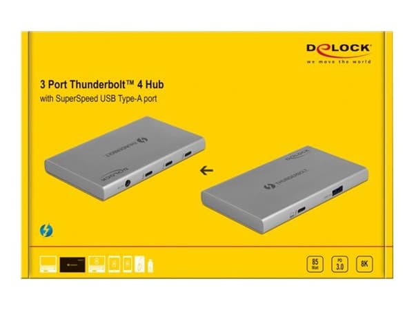 Delock - Hub - 3 x Thunderbolt 4 + 1 x USB 3.2 Gen 2 - stasjonær