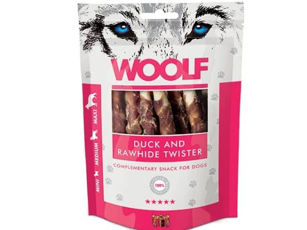 WOOLF Woolf hundegodbiter Duck&Rawhide Twister 100 g