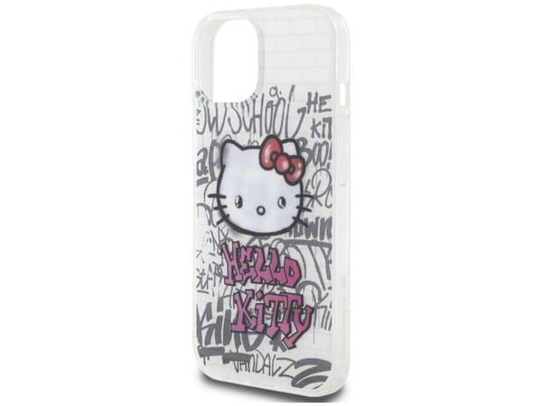 Hello Kitty HKHCP15SHDGPHT iPhone 15 6,1" hvit/hvit hardcase IML Kitty On Bricks Graffiti