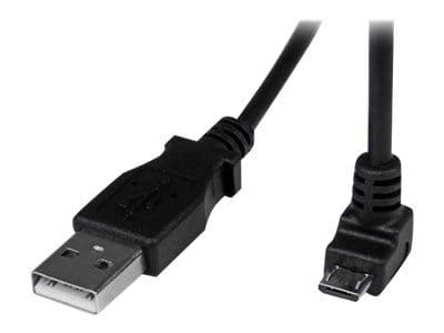 StarTech 2m Micro USB Cable Cord - A to Down Angle Micro B - Down Angled Micro USB Cable - 1x USB A (M), 1x USB Micro B (M) - Black (USBAUB2MD) - U...