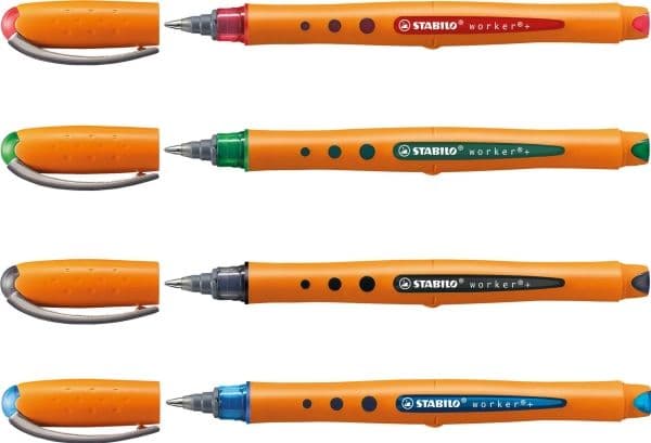 STABILO worker+ medium, Stiftpenna, Orange, Röd, Röd, 0,5 mm, Medium, Ambidextrous