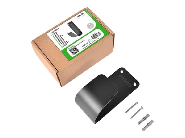 DELTACO e-Charge kabelholder for ladekabel - svart, rustfritt stål