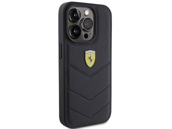 Ferrari Quilted Metal Logo - iPhone 15 Pro Case (black)