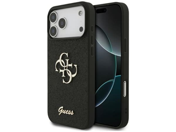 Guess Fixed Glitter 4G-deksel for iPhone 17 Pro Max - svart