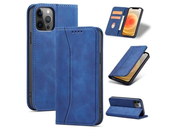 Magnet Fancy Case för iPhone 12 Pro Max – kortfack/telefonstativ blå