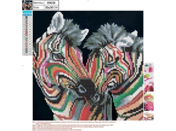 Centrum 5D diamantmosaik 30x30 cm Zebra 89626