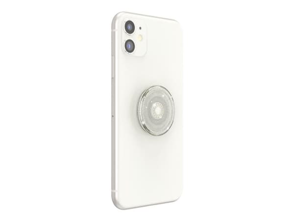 PopSockets PopGrip - Fingergrepp/vikbart ställ för mobiltelefon - utbytbar - Clear Glitter Silver