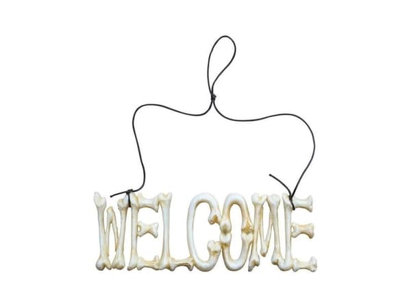 Welcome skilt i knogler