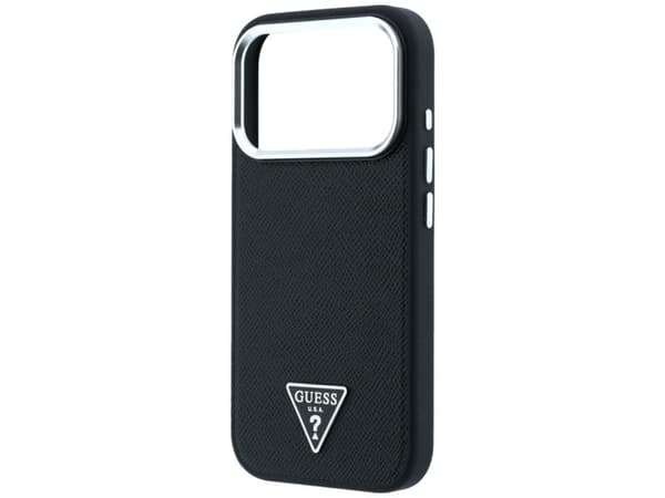 Etui Guess Grained Triangle Logo MagSafe na iPhone 17 Pro Max / 18 Pro Max - czarne