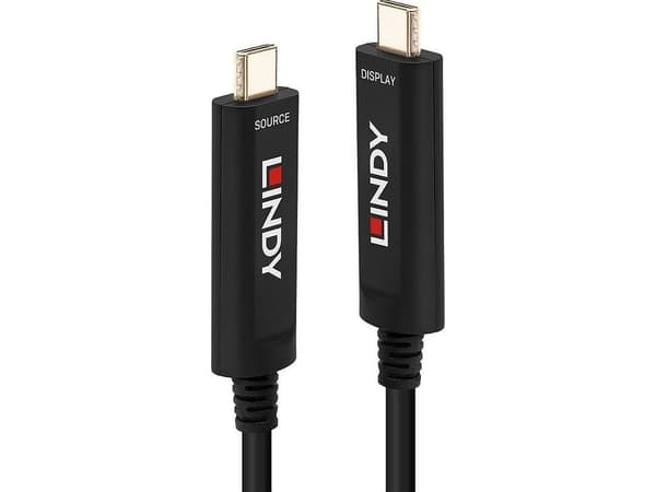 Lindy 38503, 15 m, USB C, USB C, Sort