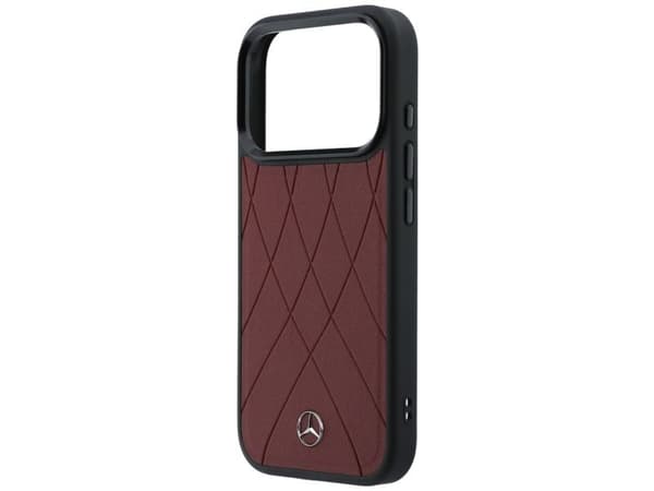 Mercedes Leather with Crossed Lines MagSafe case for iPhone 17 Pro Max - red