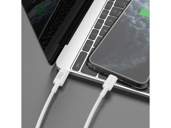 Dudao L6X USB-C til Lightning kabel USB-C - Lightning PD 20W 1 m - hvit