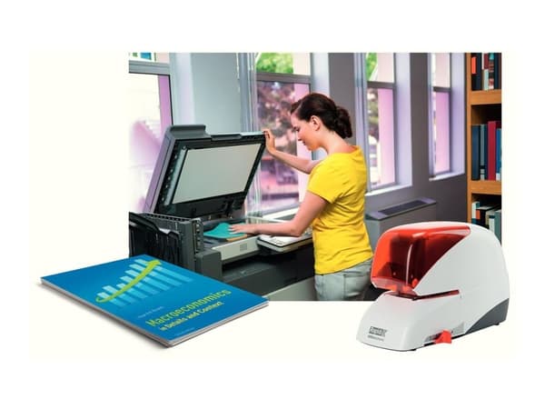 Elektrisk häftapparat, Rapid 5050E, 50 ark, vit/orange