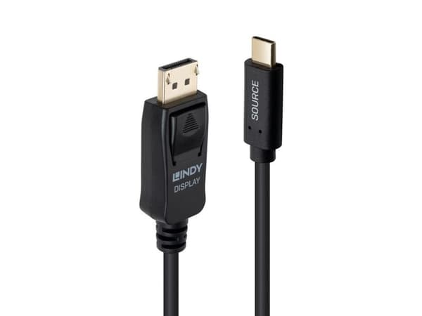 Lindy 43501, 2 m, USB Type-C, DisplayPort, Hankjønn, Hankjønn, Rett