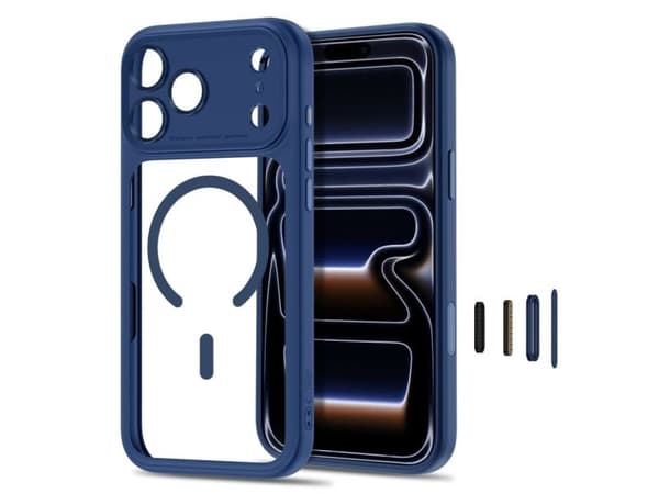 Tech-Protect MagPeak MagSafe CC Case for iPhone 18 Pro Max / 17 Pro Max - Clear Navy Blue