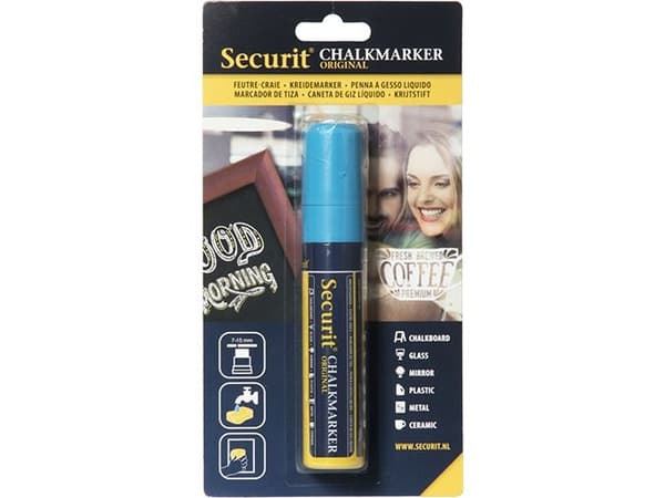Securit® original kritmarker med blockspets i blå