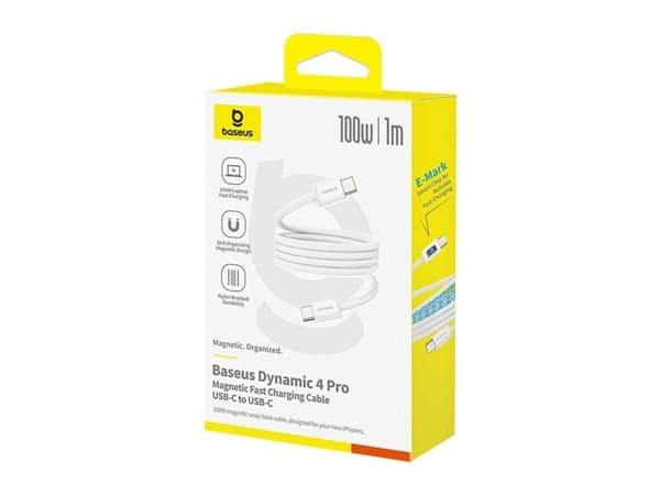 USB-kabel Baseus USB-C til USB-C, 1 m, hvit (6932172691370)