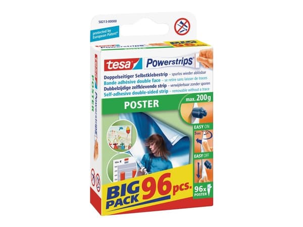 Tesa Powerstrips Poster - Monteringsbindemedel (paket om 96)