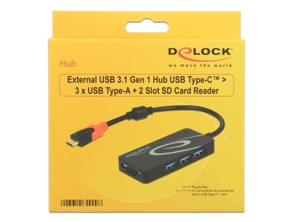 Delock - Hub - 3 x USB 3.1 Gen 1 - stasjonær
