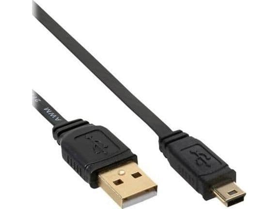 InLine 31820F, 2 m, USB A, Mini-USB B, USB 2.0, Hankjønn/hankjønn, Svart