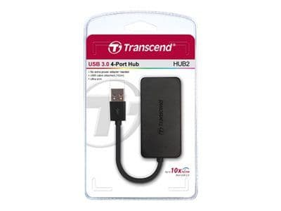 Transcend HUB2 - Hub - 4 x SuperSpeed USB 3.0 - stasjonær
