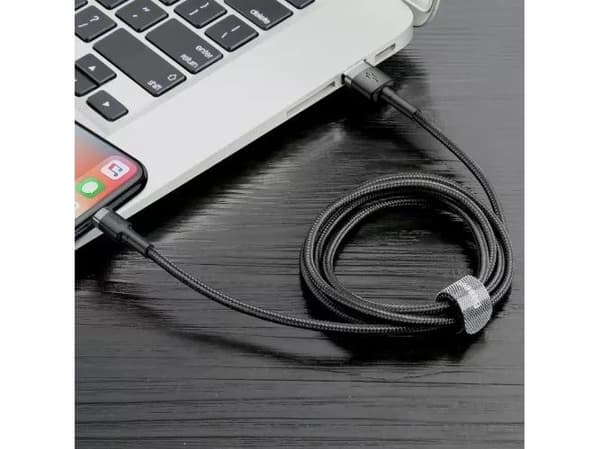 Baseus CALKLF-AG1, 0,5 m, USB A, Lightning, Hanstik, Hanstik, Grå, Sort
