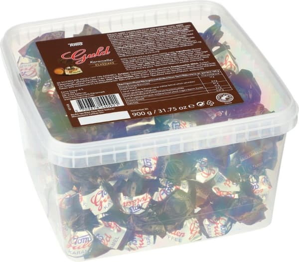 Toms guldkarameller 900 g i plastbuddle