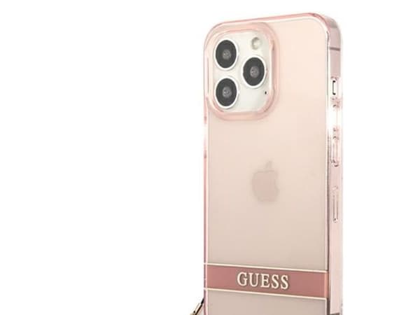 Guess transparent stapelfodral för iPhone 13 Pro Max - rosa